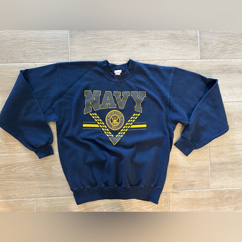 Soffe vintage US navy sweatshirt blue yellow large